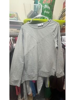Kim Rogers Gray Color Block Polka Dot Sweatshirt Size L